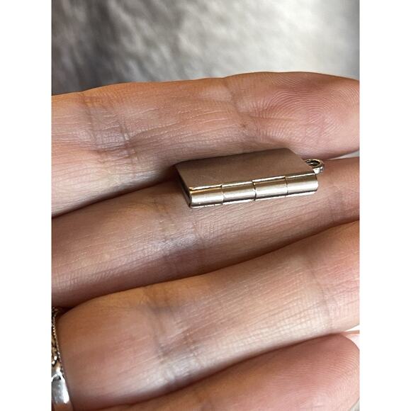 Sterling Silver Book Locket Charm Vintage Etched Portrait Pendant 925 - Picture 7 of 7